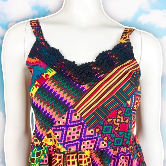 NWT ZOE & ROSE BAND OF GYPSIES Boho Tribal Print Fit & Flare Mini Dress Africa - Picture 3 of 11